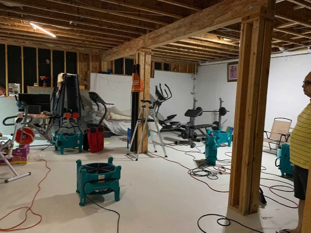 Basement drying equipment setup for Structural Drying in Moses Lake
